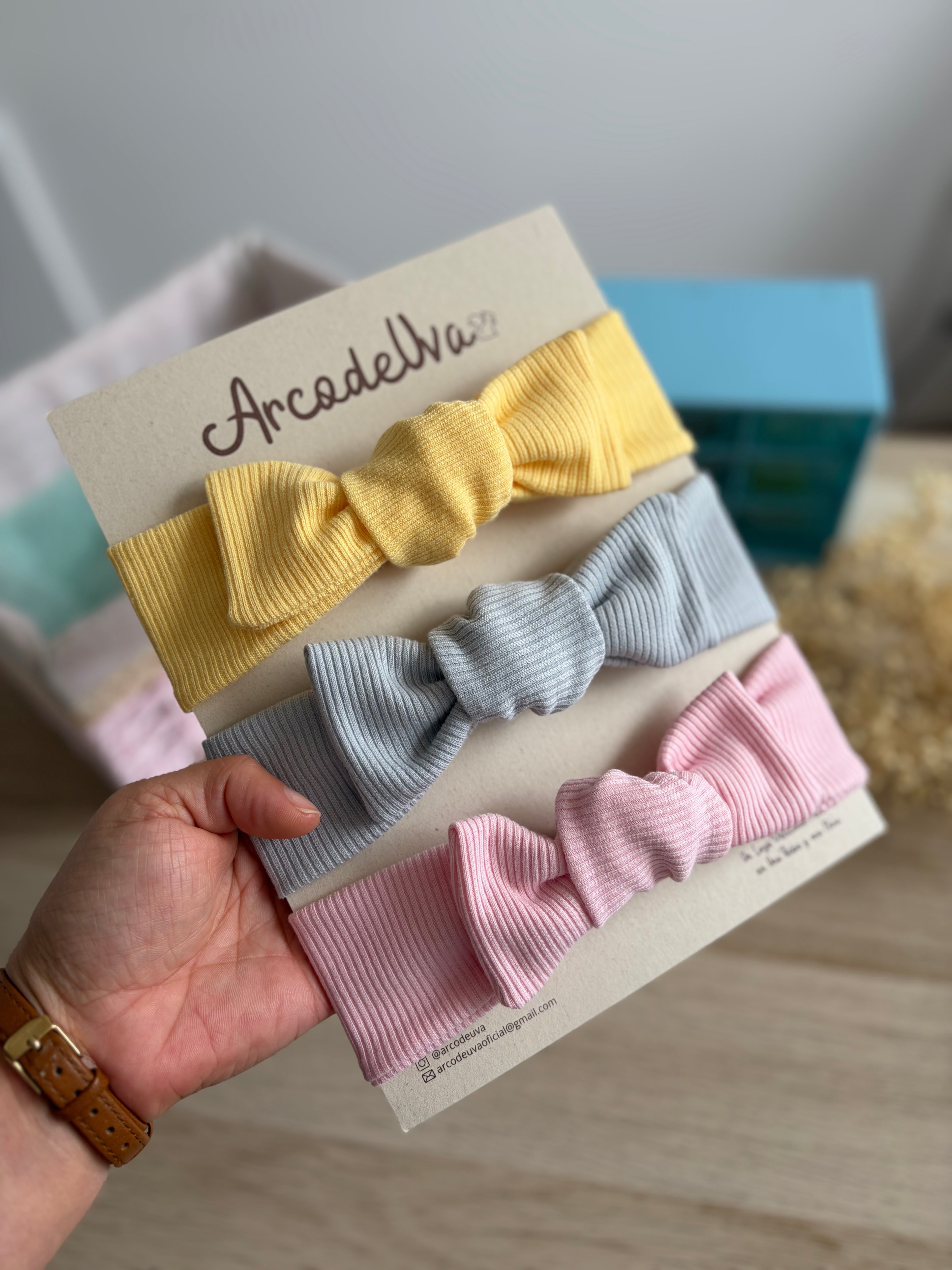 DIADEMA SALOMÉ TIPO AmarilloPastel/Gris/Rosa * 3 UND