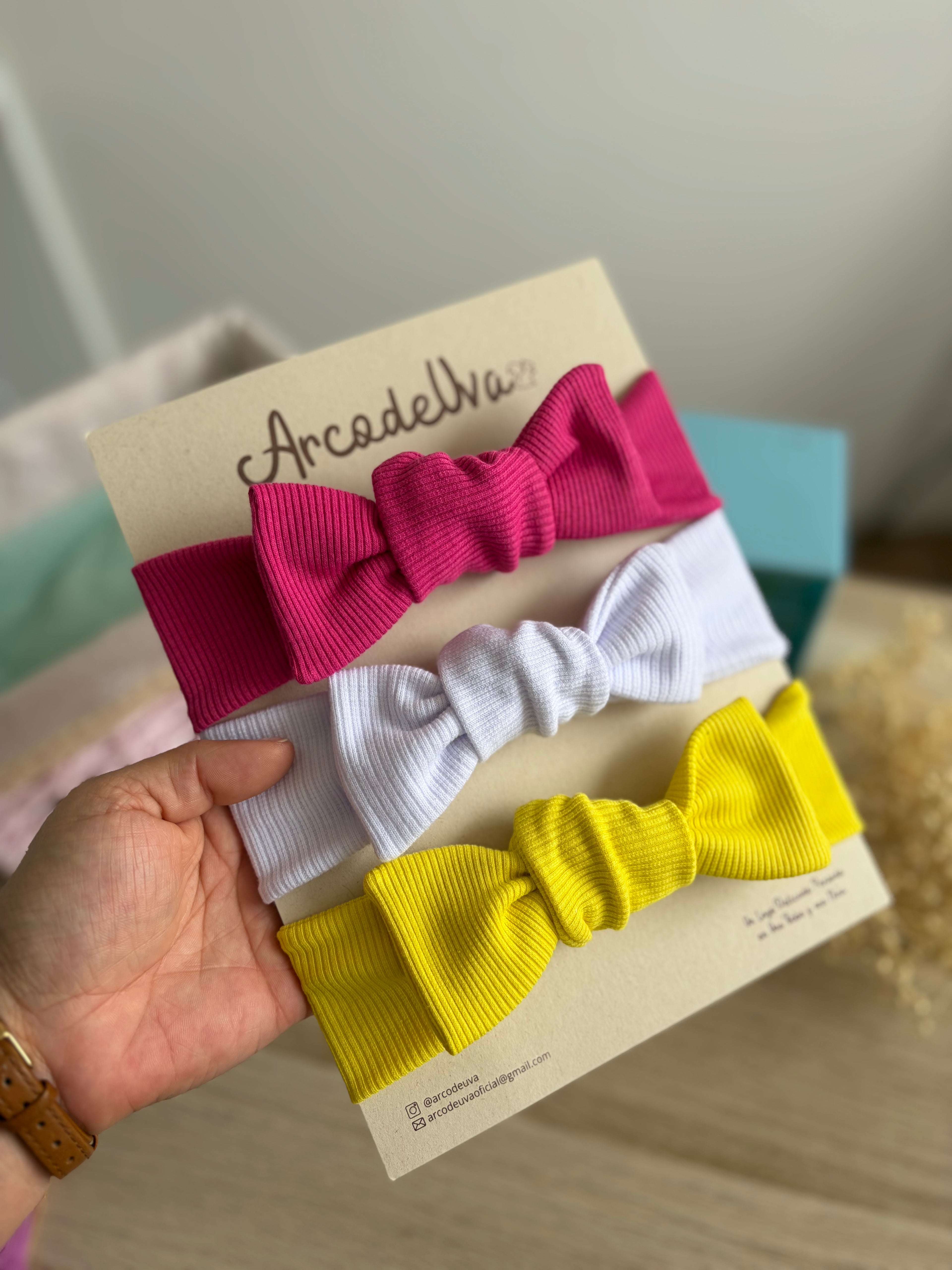 DIADEMA SALOMÉ TIPO Fucsia/Blanco/AmarilloLimon * 3 UND
