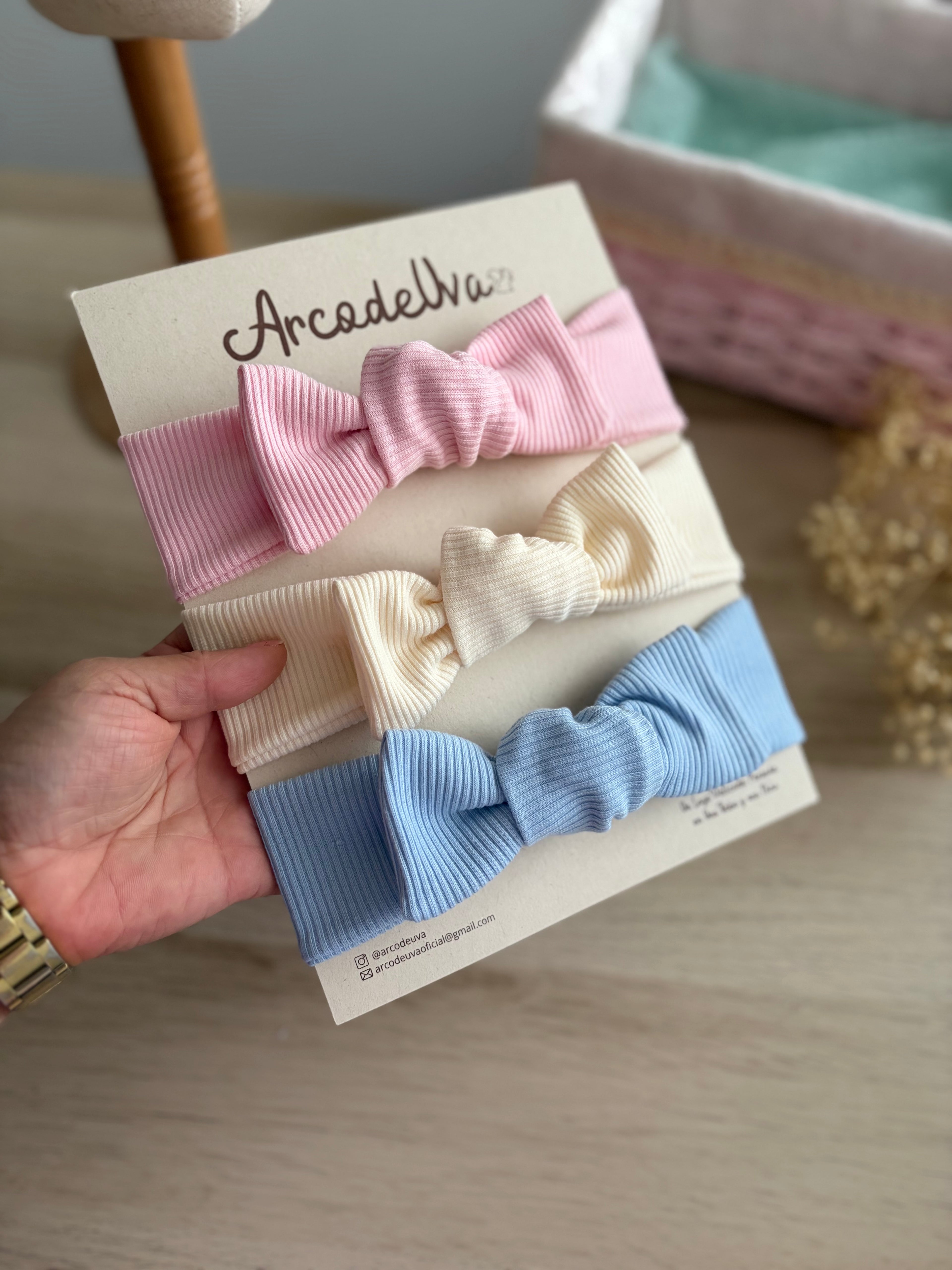DIADEMA SALOMÉ TIPO Rosa/Marfil/Azul Cielo * 3 UND