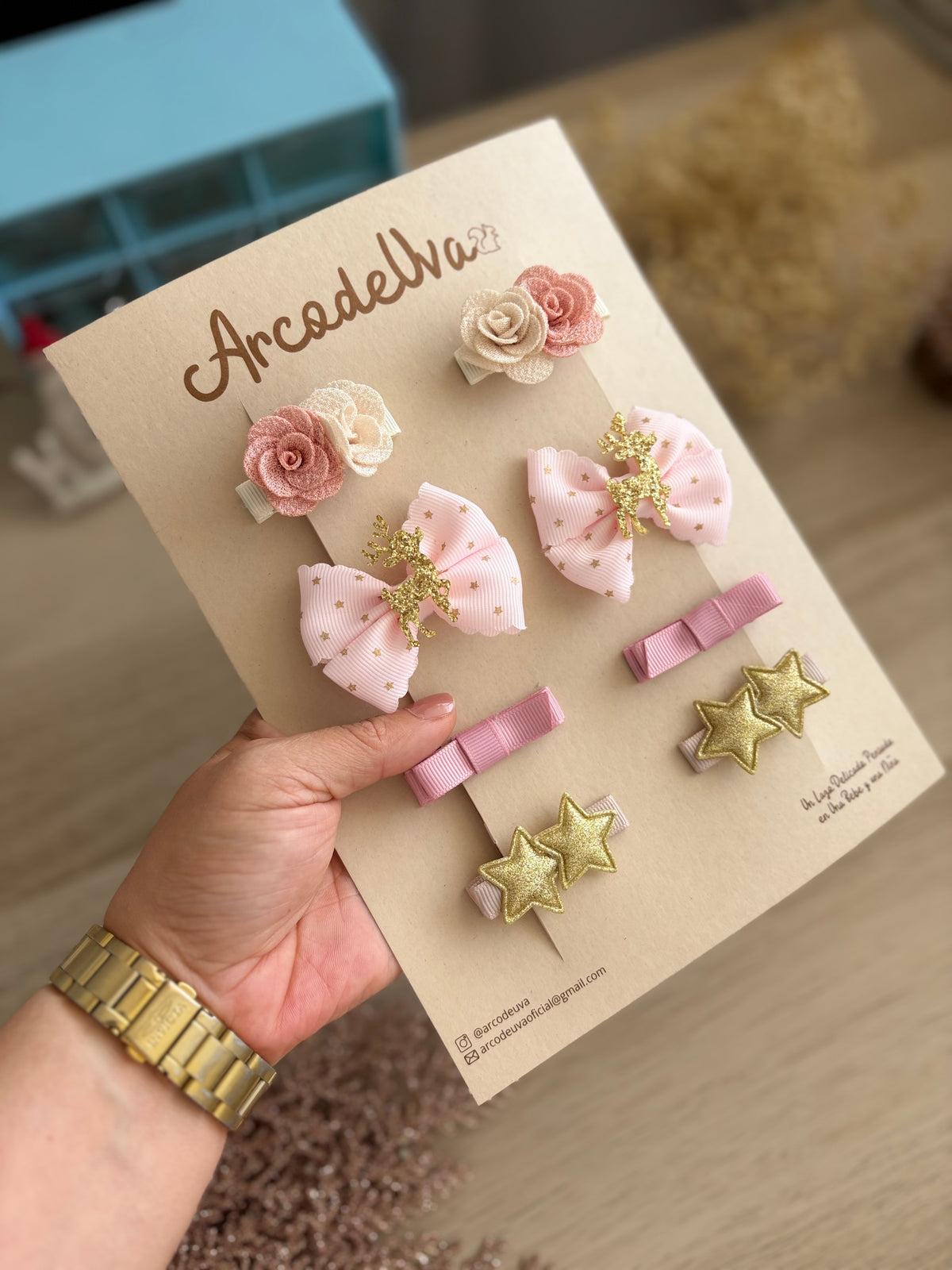 KIT DE PINZAS NAVIDAD ROSA BABY * 8 UND
