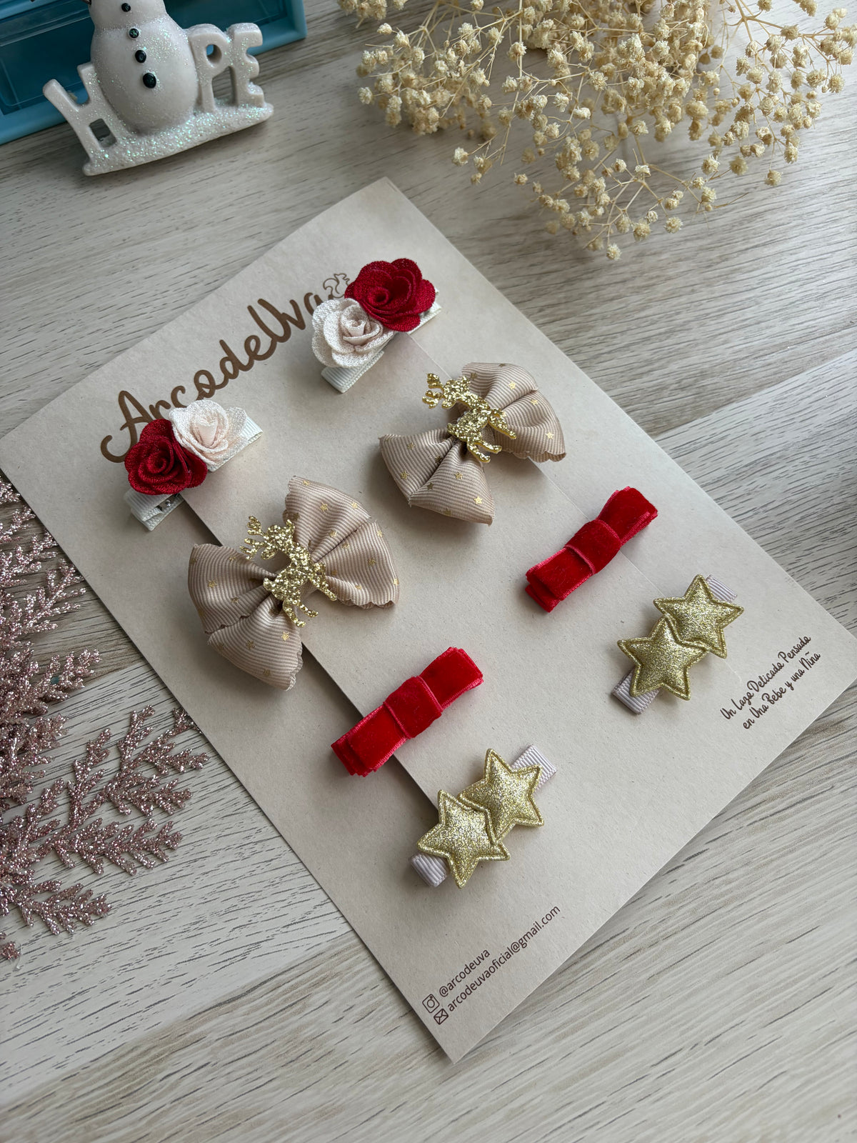 KIT DE PINZAS NAVIDAD ROJO/VINO * 8 UND