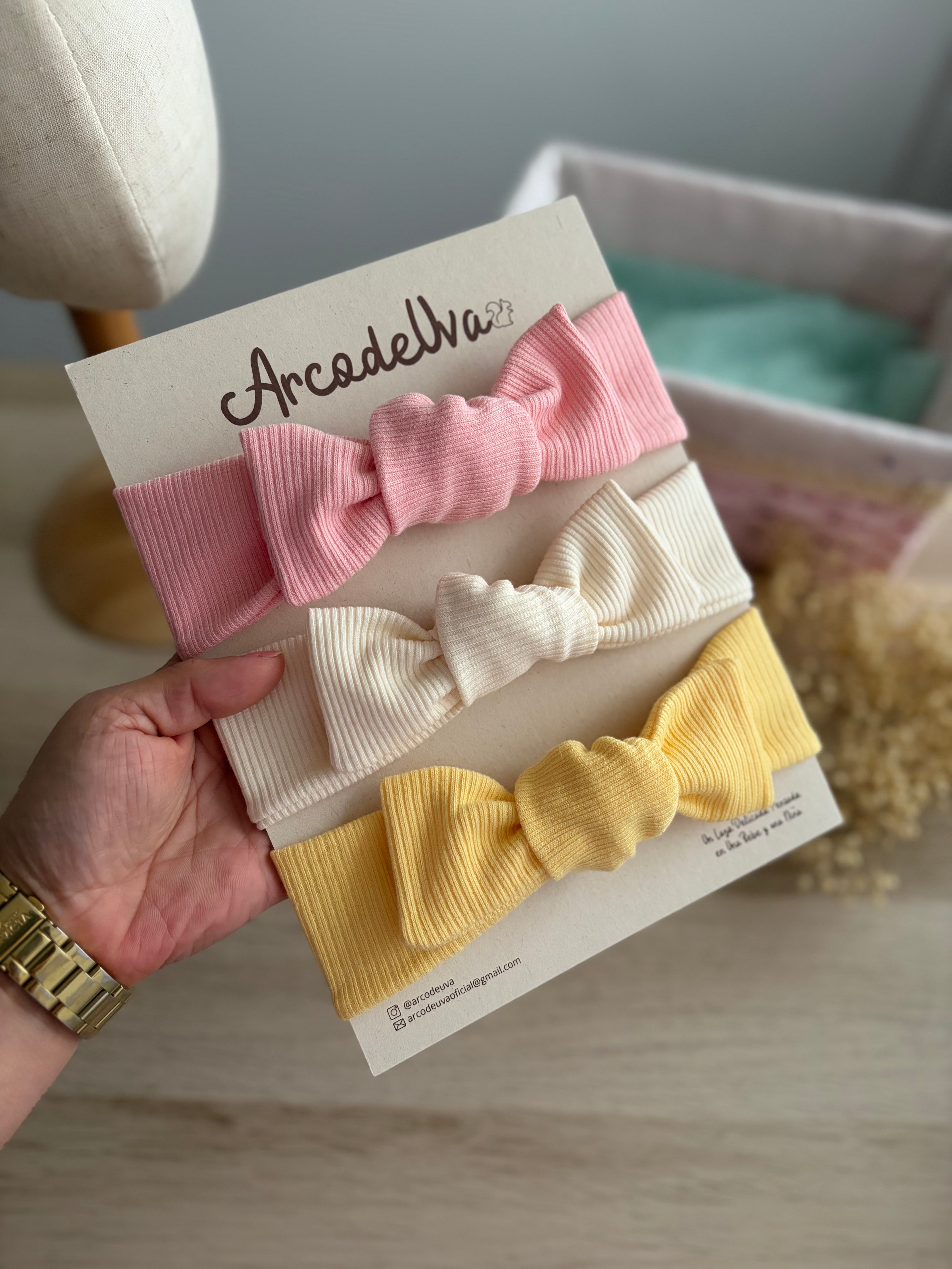 DIADEMA SALOMÉ TIPO Salmón/Marfil/Amarillo Pastel * 3 UND
